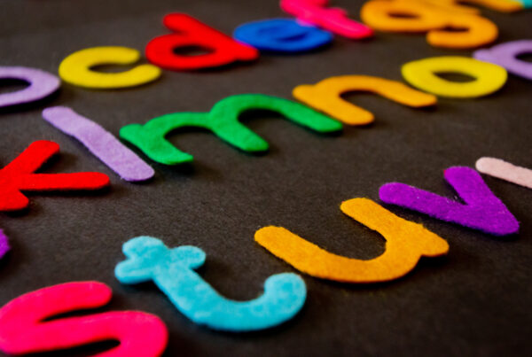 colorful letters arranged for a kids activity